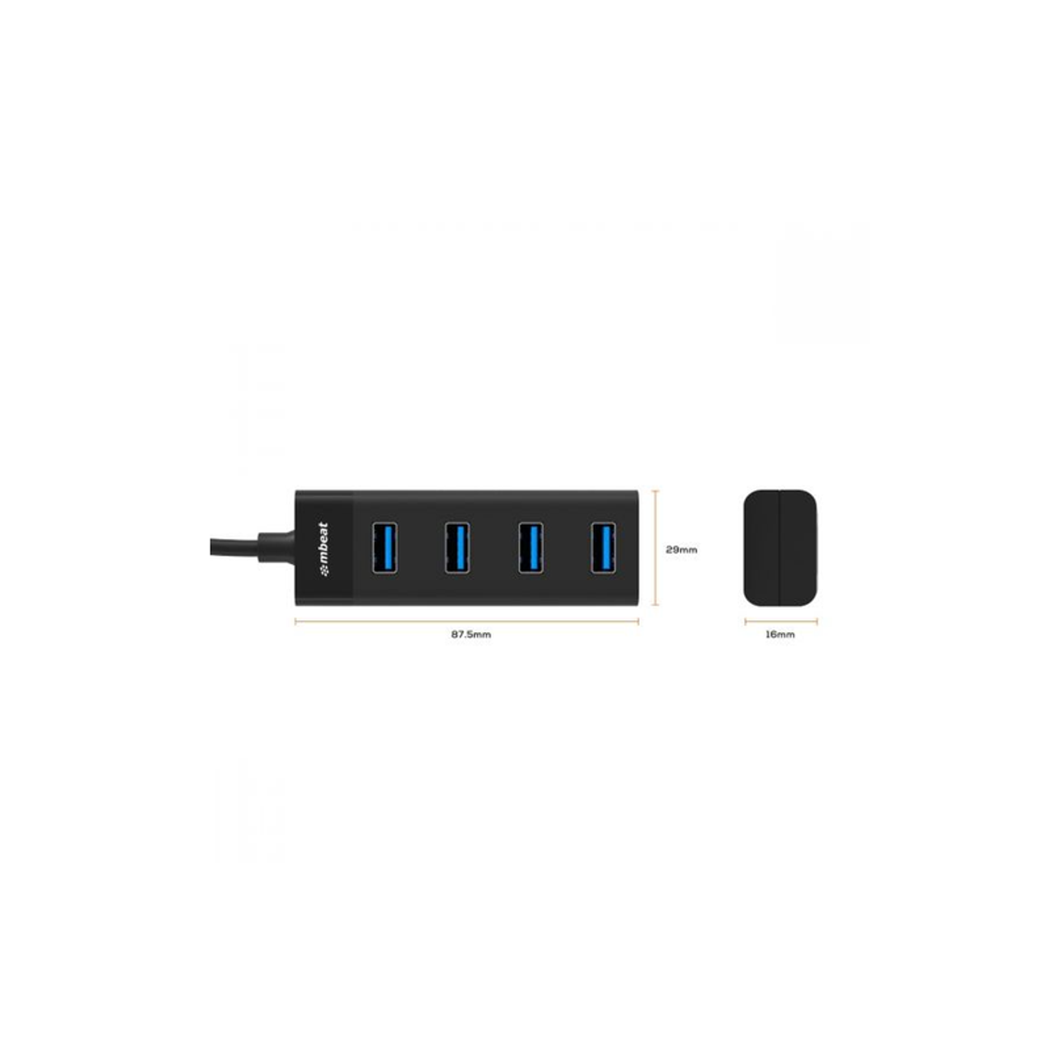 MB-U3H-4K - mbeat 4-Port USB3.0 Hub - Black