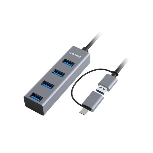 MB-CU3H-4G - mbeat 4-Port USB3.0 Hub with USB-C Converter - Space Grey