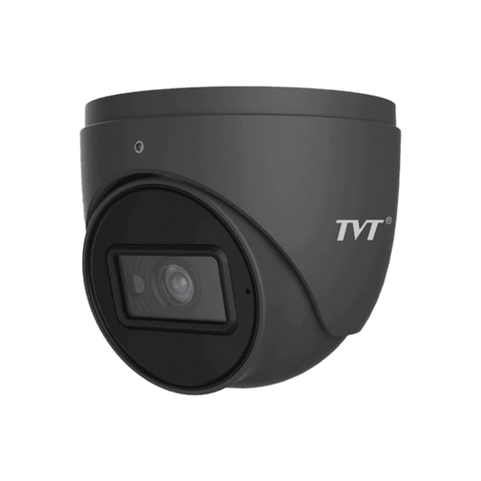 TVT-D2.8POE-B-AI-6MP - 6MP, S4, 2.8mm fixed lens, AI, dome POE camera. Compatible with TVT-NVR's (outdoor ready) Charcoal Colour.